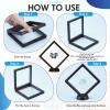 60 Pcs 3D Floating Display Case PE Film Jewelry Storage Box Coins Display Frame Holder Stands for Antique Challenge Coins, Medallion Shells Gems Rocks Pins (Black,4.33 Inch) view 2