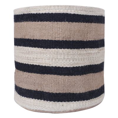 WOODLERY Circular Jute Multi Purpose Storage Basket Durable and Beautiful for Nursery Home Organizing (Black)