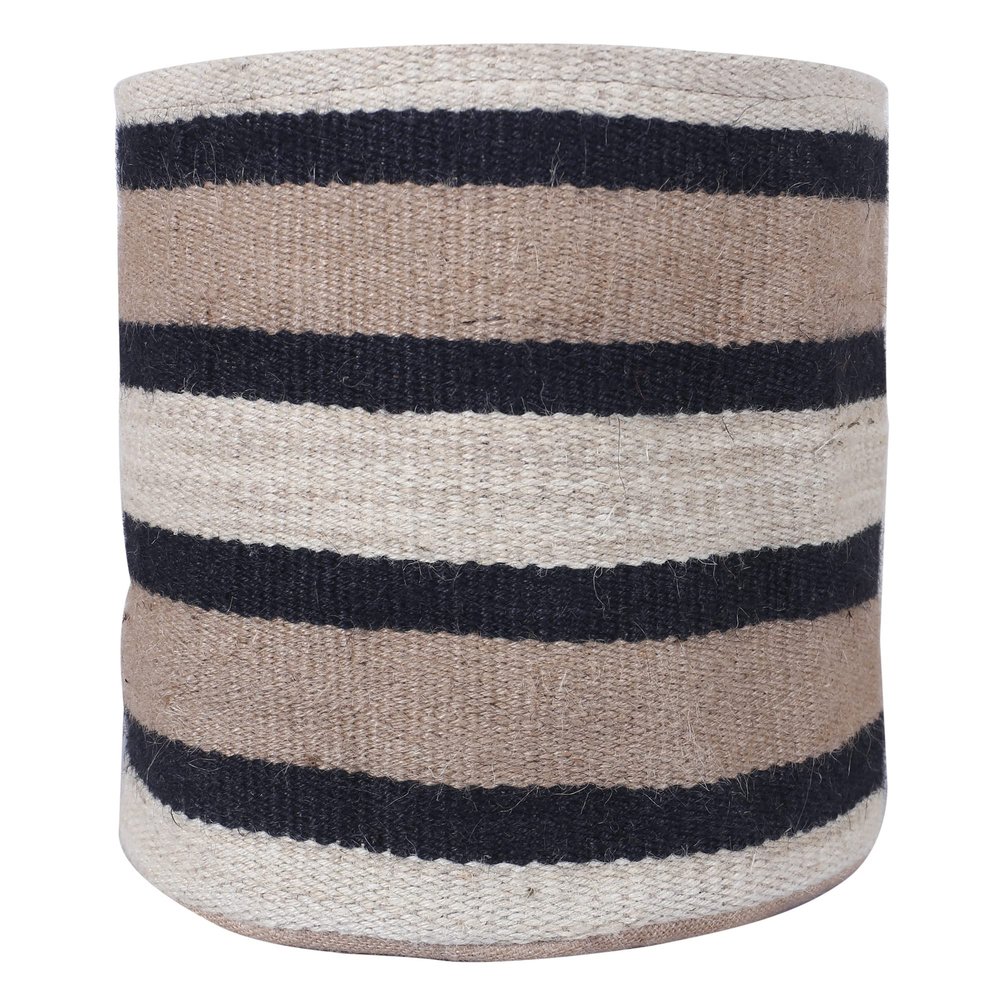 WOODLERY Circular Jute Multi Purpose Storage Basket Durable and Beautiful for Nursery Home Organizing (Black)