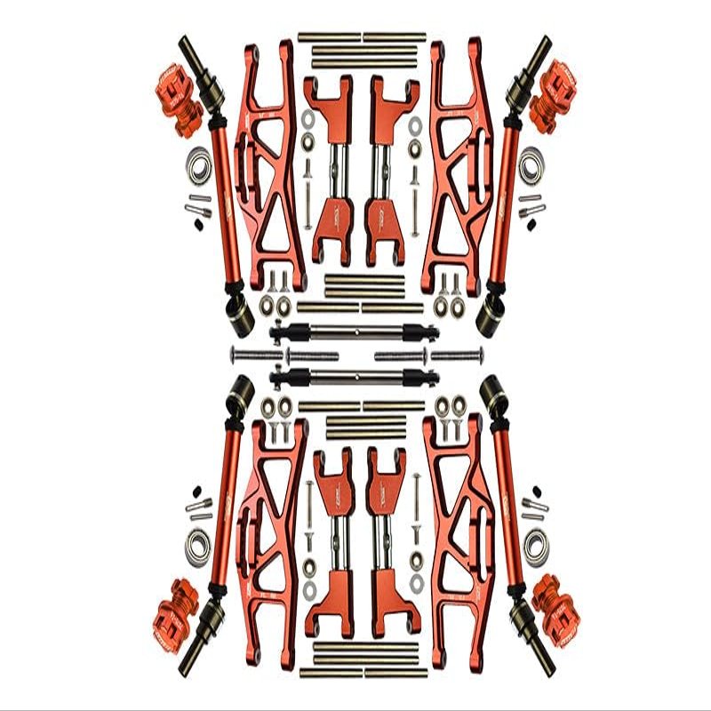 Aluminum Upgrade Combo Set Widening Kit for Traxxas 1:10 4WD MAXX Monster Truck 89076-4 / 4WD MAXX with WideMaxx Monster Truck 89086-4 - Orange