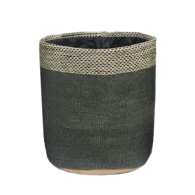 WOODLERY Circular Jute Multi Purpose Storage Basket Durable and Beautiful for Nursery Home Organizing (Dark Grey)