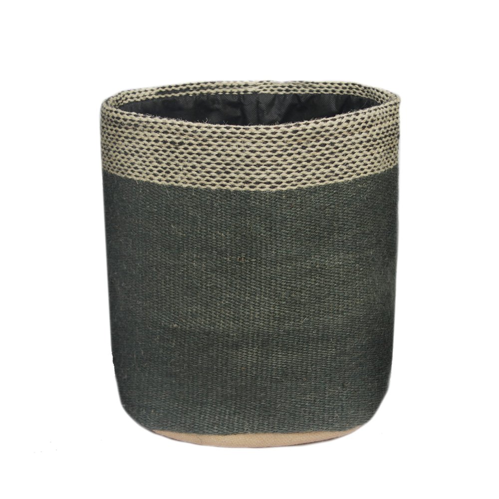 WOODLERY Circular Jute Multi Purpose Storage Basket Durable and Beautiful for Nursery Home Organizing (Dark Grey)