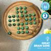 30cm Diameter WOODEN SOLITAIRE BOARD GAME with BUTTERFLY GLASS MARBLES | classic wooden solitaire game | strategy board game | family board game | games for one | board games view 3