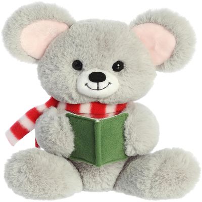 Aurora Festive Holiday Carolers Carol Mouse Stuffed Animal - Seasonal Cheer - Heartwarming Gifts - Gray 8.5 Inches