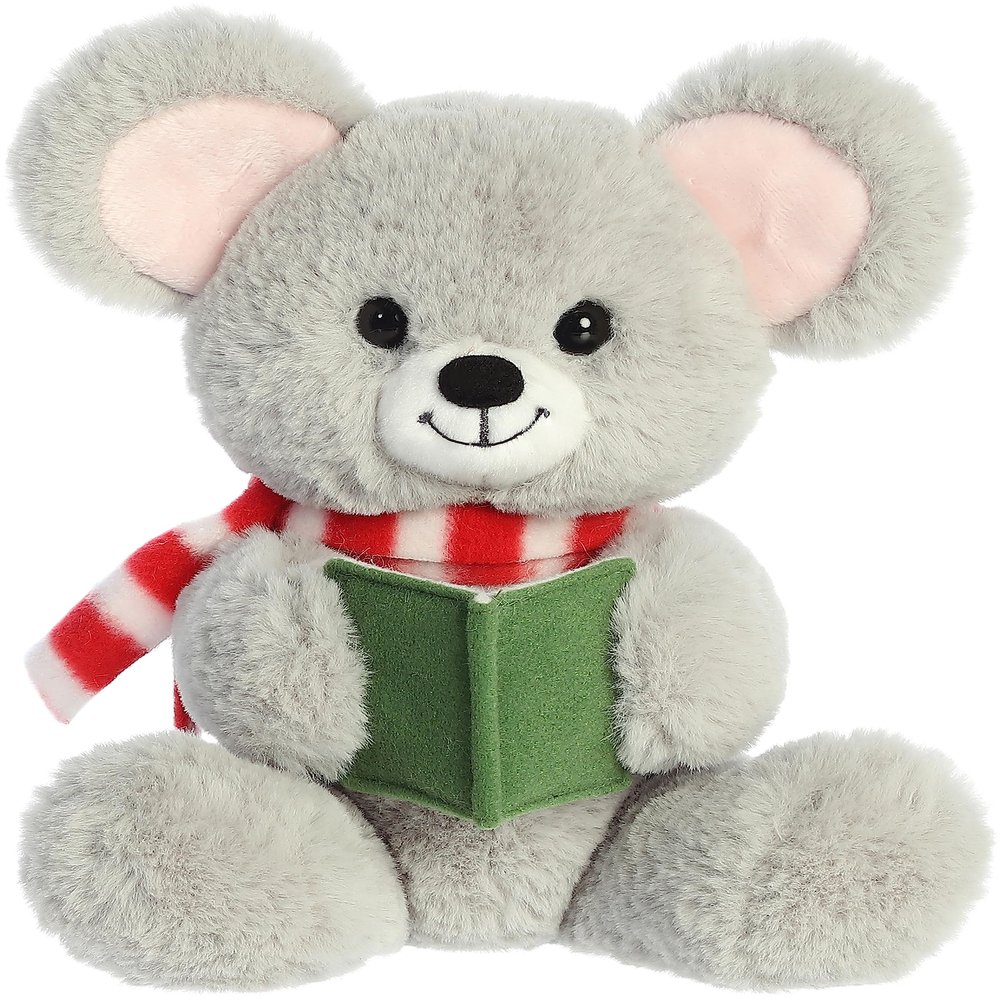 Aurora Festive Holiday Carolers Carol Mouse Stuffed Animal - Seasonal Cheer - Heartwarming Gifts - Gray 8.5 Inches