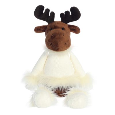 Aurora Festive Holiday Winter Cozies Mitzi The Chocolate Moose Stuffed Animal - Seasonal Cheer - Heartwarming Gifts - White 16 Inches