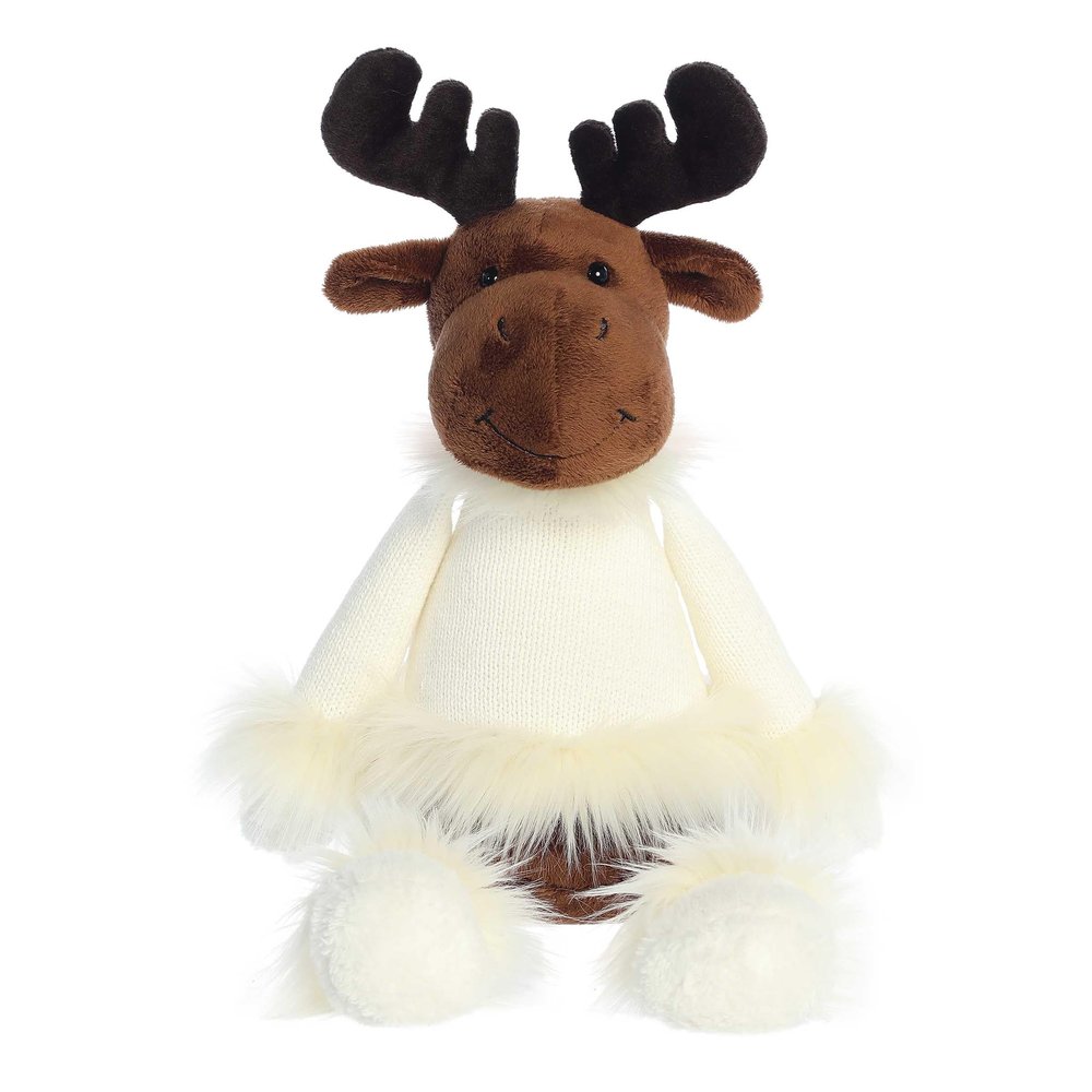 Aurora Festive Holiday Winter Cozies Mitzi The Chocolate Moose Stuffed Animal - Seasonal Cheer - Heartwarming Gifts - White 16 Inches
