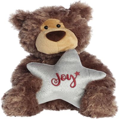 Aurora Festive Holiday Joy Bear Stuffed Animal - Seasonal Cheer - Heartwarming Gifts - Brown 12 Inches