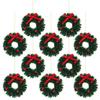 10 Pieces Mini Artificial Christmas Wreaths Ornaments, Dollhouse Miniature Christmas Wreath Doll House Mini Xmas Wreath for Dollhouse Door Windows Christmas Tree Decoration (Red Bowknot) view 1