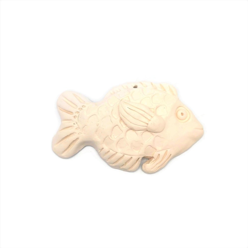 1Pc Handmade Ceramic Bisque Fish Ready To Paint, Blank Wall Hang For Custom Home Decor Beach Themed (Medium)