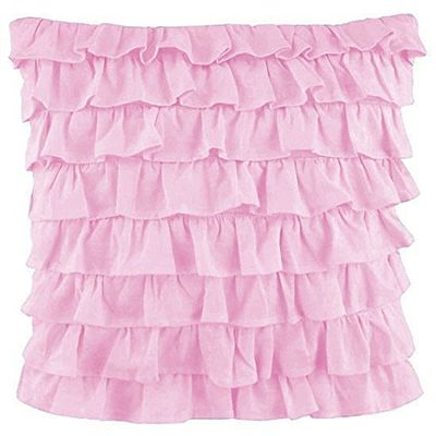 2-PC Ultra Soft Solid Multi Ruffle Pillow sham 500 Thread Count 100% Cotton Fabric (Pink Solid, Toddler 16'' x 20'')