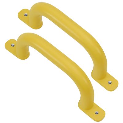 Purife 10'' Yellow Playground Accessories Metal Handles Set of 2 - Outdoor Playset Attachment Grab Handles, Kids Grab Bar for Playhouse,Treehouse, Jungle Gym, Climbing Frame