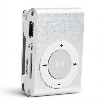 Portable Mini MP3 Player with Back Clip, Earphone and USB Cable, Digital Media Player with Built-in Card Slot (Silver)