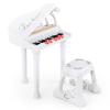 Costzon Kids Piano, 31 Key Mini Grand Piano Toy Keyboard with Microphone, Stool & Lights, Portable Electronic Piano Educational Musical Instrument Toy, Birthday Gift for Toddler Boys Girls (White) view 1