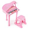 Costzon Kids Piano, 31 Key Mini Grand Piano Toy Keyboard with Microphone, Stool & Lights, Portable Electronic Piano Educational Musical Instrument Toy, Birthday Gift for Toddler Boys Girls (Pink) view 1