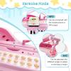 Costzon Kids Piano, 31 Key Mini Grand Piano Toy Keyboard with Microphone, Stool & Lights, Portable Electronic Piano Educational Musical Instrument Toy, Birthday Gift for Toddler Boys Girls (Pink) view 3