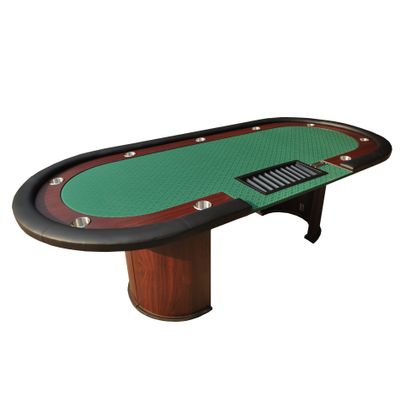 INO Design Poker Table for 10 Players 96 inches Oval Texas Hold'em Casino Games with Cup Holders Chip Tray Dropbox Speed Cloth, Green