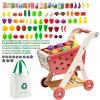 Jovow 102pcs Kids Shopping Cart Trolley Play Set with Pretend Food and Accessories,Perfect for Ages 3+ Pretend Play and Role-Playing Games (Red) view 1