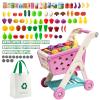 Jovow 102pcs Kids Shopping Cart Trolley Play Set with Pretend Food and Accessories,Perfect for Ages 3+ Pretend Play and Role-Playing Games (Pink) view 1