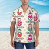 Limkoo Russian Doll Matryoshka Men's Short Sleeve Shirt Causal Summer Button Down Beach Shirts view 3