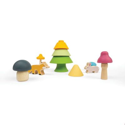 Bigjigs Toys Forest Friends Playset - Silicone Stacking Toys, Montessori Toys for Open-Ended Play, Baby Toys 12 Months, Sustainably Made
