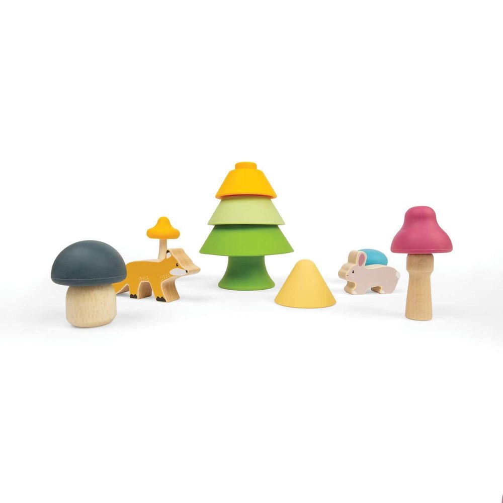 Bigjigs Toys Forest Friends Playset - Silicone Stacking Toys, Montessori Toys for Open-Ended Play, Baby Toys 12 Months, Sustainably Made
