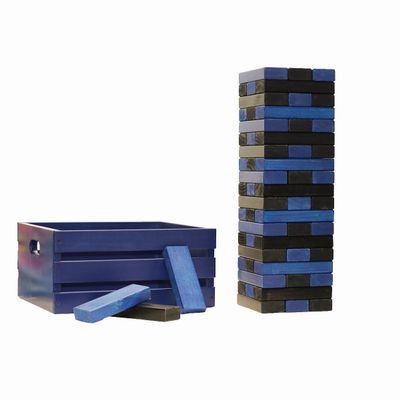 Tailgating Pros Premium Giant Toppling Timbers with Navy Crate  Choose Your Team Colors! Jumbo Outdoor Yard Game, Tower Grows to Over 5 Feet!  Optional Tipsy Stickers Available!