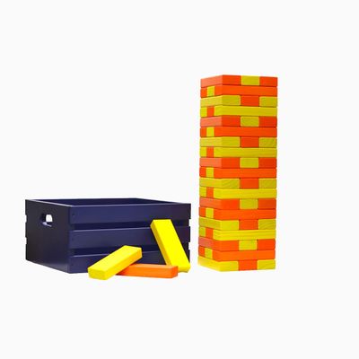 Tailgating Pros Premium Giant Toppling Timbers with Navy Crate  Choose Your Team Colors! Jumbo Outdoor Yard Game, Tower Grows to Over 5 Feet! Optional Tipsy Stickers Available!