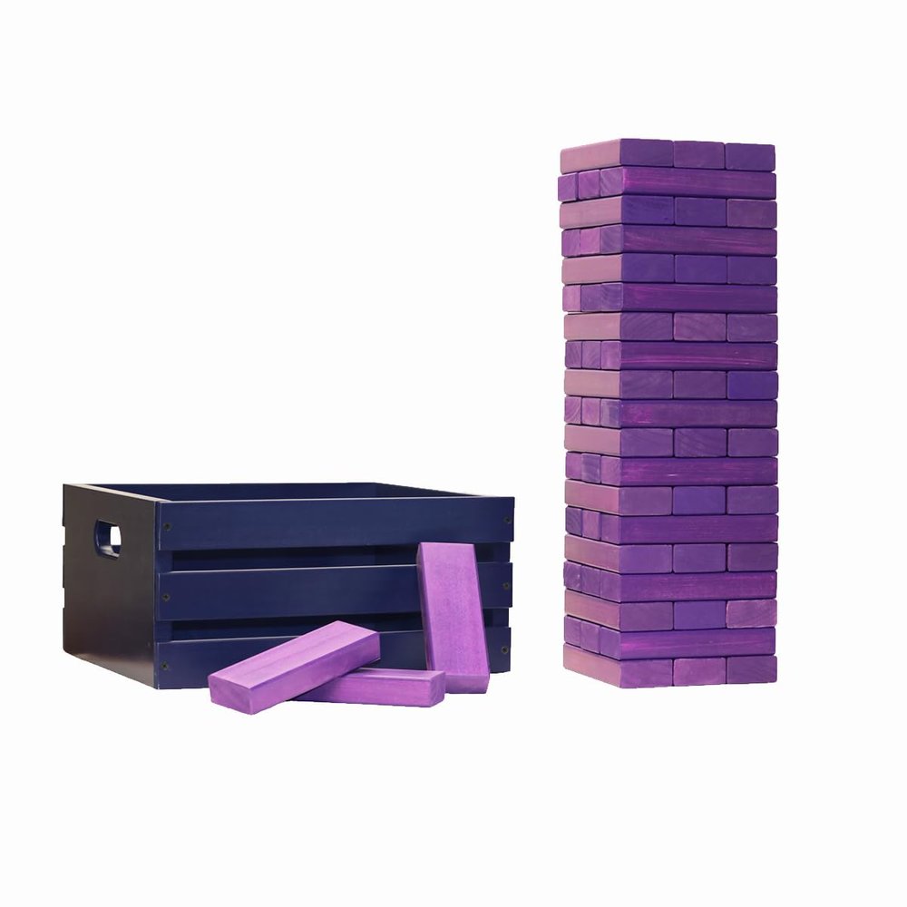 Tailgating Pros Premium Giant Toppling Timbers with Navy Crate  Choose Your Team Colors! Jumbo Outdoor Yard Game, Tower Grows to Over 5 Feet! Optional Tipsy Stickers Available!