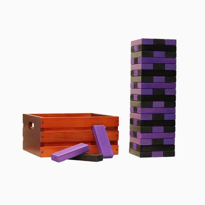 Tailgating Pros Premium Giant Toppling Timbers with Stained Crate  Choose Your Team Colors! Jumbo Outdoor Yard Game, Tower Grows to Over 5 Feet!  Optional Tipsy Stickers Available!