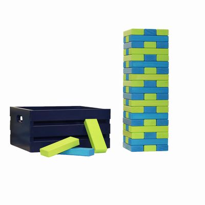 Tailgating Pros Premium Giant Toppling Timbers with Navy Crate  Choose Your Team Colors! Jumbo Outdoor Yard Game, Tower Grows to Over 5 Feet! Optional Tipsy Stickers Available!