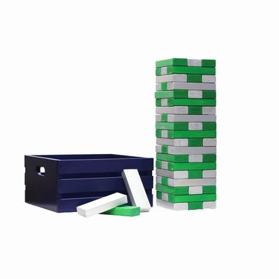 Tailgating Pros Premium Giant Toppling Timbers with Navy Crate  Choose Your Team Colors! Jumbo Outdoor Yard Game, Tower Grows to Over 5 Feet!  Optional Tipsy Stickers Available!