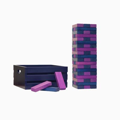 Tailgating Pros Premium Giant Toppling Timbers with Navy Crate  Choose Your Team Colors! Jumbo Outdoor Yard Game, Tower Grows to Over 5 Feet! Optional Tipsy Stickers Available!