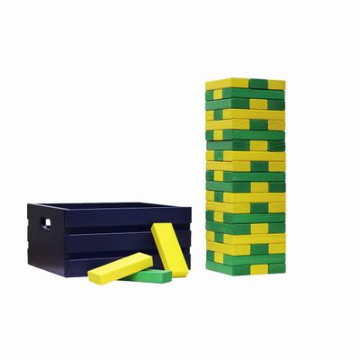 Tailgating Pros Premium Giant Toppling Timbers with Navy Crate  Choose Your Team Colors! Jumbo Outdoor Yard Game, Tower Grows to Over 5 Feet! Optional Tipsy Stickers Available!