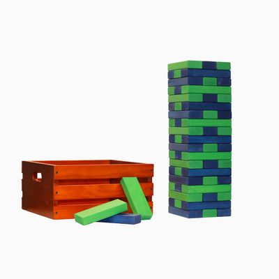 Tailgating Pros Premium Giant Toppling Timbers with Stained Crate  Choose Your Team Colors! Jumbo Outdoor Yard Game, Tower Grows to Over 5 Feet!  Optional Tipsy Stickers Available!