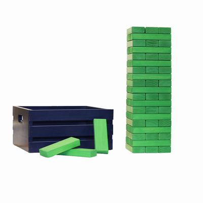 Tailgating Pros Premium Giant Toppling Timbers with Navy Crate  Choose Your Team Colors! Jumbo Outdoor Yard Game, Tower Grows to Over 5 Feet! Optional Tipsy Stickers Available!