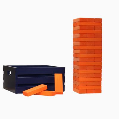 Tailgating Pros Premium Giant Toppling Timbers with Navy Crate  Choose Your Team Colors! Jumbo Outdoor Yard Game, Tower Grows to Over 5 Feet!  Optional Tipsy Stickers Available!