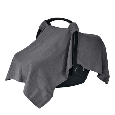 Huxie Car Seat Cover Baby - Organic Cotton - Carseat Covers Baby - Carseat Cover - Car Seat Canopy - Carseat Canopy - 100% Muslin Cotton, 43" x 32" (Soft Grey)