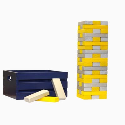 Tailgating Pros Premium Giant Toppling Timbers with Navy Crate  Choose Your Team Colors! Jumbo Outdoor Yard Game, Tower Grows to Over 5 Feet!  Optional Tipsy Stickers Available!
