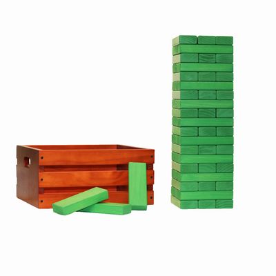 Tailgating Pros Premium Giant Toppling Timbers with Stained Crate  Choose Your Team Colors! Jumbo Outdoor Yard Game, Tower Grows to Over 5 Feet! Optional Tipsy Stickers Available!