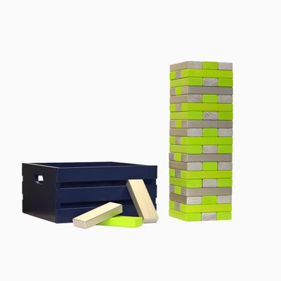 Tailgating Pros Premium Giant Toppling Timbers with Navy Crate  Choose Your Team Colors! Jumbo Outdoor Yard Game, Tower Grows to Over 5 Feet! Optional Tipsy Stickers Available!