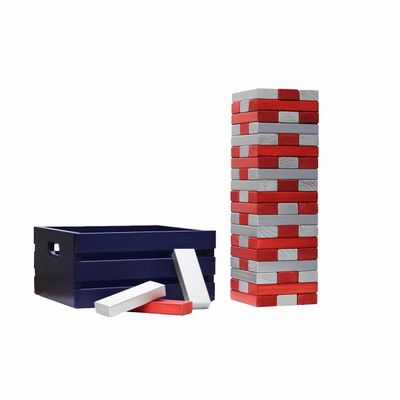 Tailgating Pros Premium Giant Toppling Timbers with Navy Crate  Choose Your Team Colors! Jumbo Outdoor Yard Game, Tower Grows to Over 5 Feet!  Optional Tipsy Stickers Available!
