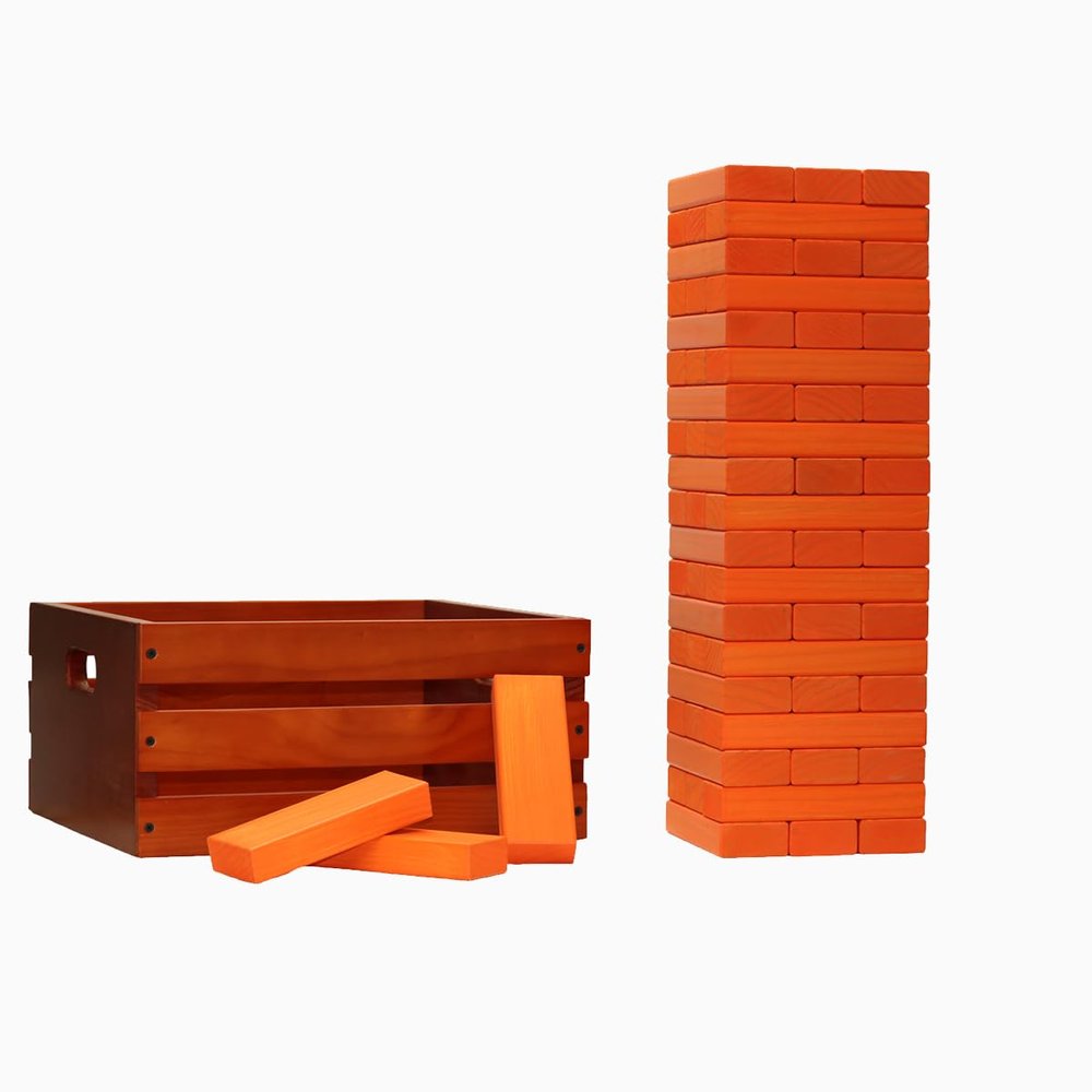 Tailgating Pros Premium Giant Toppling Timbers with Stained Crate Choose Your Team Colors! Jumbo Outdoor Yard Game, Tower Grows to Over 5 Feet! Optional Tipsy Stickers Available!
