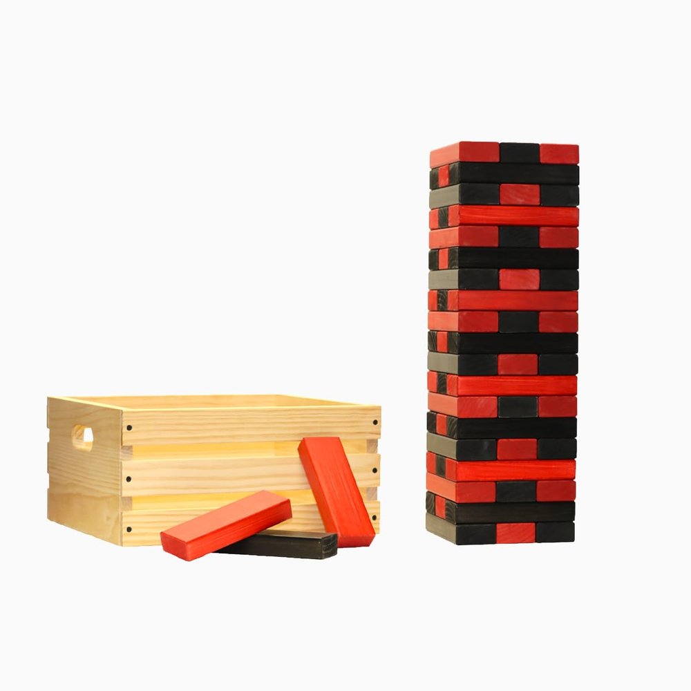 Tailgating Pros Premium Giant Toppling Timbers with Wooden Crate Choose Your Team Colors! Jumbo Outdoor Yard Game, Tower Grows to Over 5 Feet! Optional Tipsy Stickers Available!