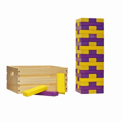 Tailgating Pros Premium Giant Toppling Timbers with Wooden Crate  Choose Your Team Colors! Jumbo Outdoor Yard Game, Tower Grows to Over 5 Feet!  Optional Tipsy Stickers Available!