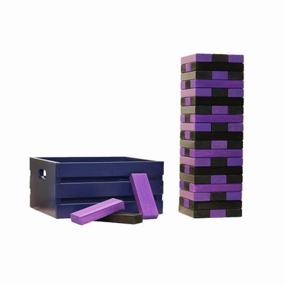 Tailgating Pros Premium Giant Toppling Timbers with Navy Crate  Choose Your Team Colors! Jumbo Outdoor Yard Game, Tower Grows to Over 5 Feet! Optional Tipsy Stickers Available!