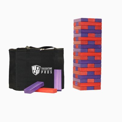Tailgating Pros Premium Giant Toppling Timbers with Carrying Case Choose Your Team Colors! Jumbo Outdoor Yard Game, Tower Grows to Over 5 Feet!