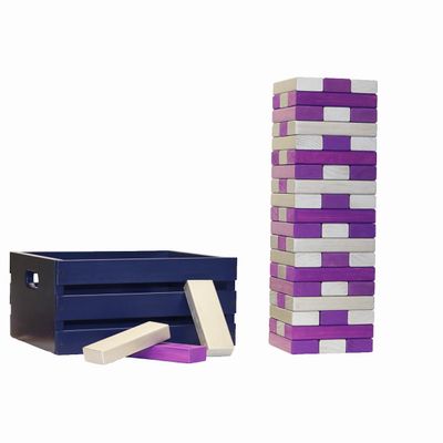 Tailgating Pros Premium Giant Toppling Timbers with Navy Crate  Choose Your Team Colors! Jumbo Outdoor Yard Game, Tower Grows to Over 5 Feet! Optional Tipsy Stickers Available!