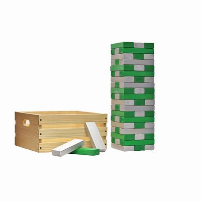 Tailgating Pros Premium Giant Toppling Timbers with Wooden Crate Choose Your Team Colors! Jumbo Outdoor Yard Game, Tower Grows to Over 5 Feet! Optional Tipsy Stickers Available!