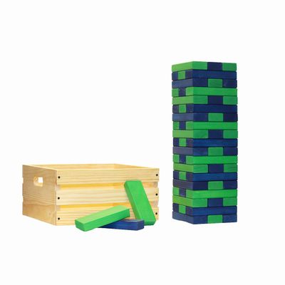 Tailgating Pros Premium Giant Toppling Timbers with Wooden Crate  Choose Your Team Colors! Jumbo Outdoor Yard Game, Tower Grows to Over 5 Feet!  Optional Tipsy Stickers Available!